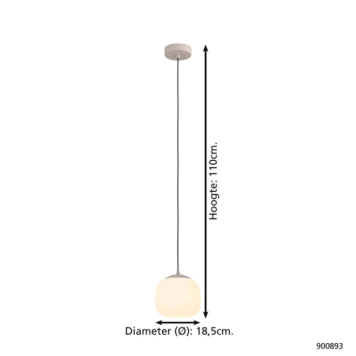 EGLO Cominio Hanglamp - E27 - Ø 18,5 cm - Zandkleurig|Taupe - Glas