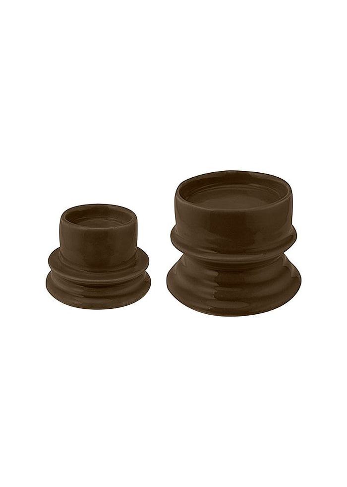 vtwonen Ceramic Waxinelichthouder - Set van 2 - Warm Brown