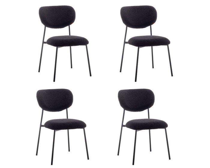 Furnihaus Eetkamerstoel Amalia Teddy Zwart Set van 4