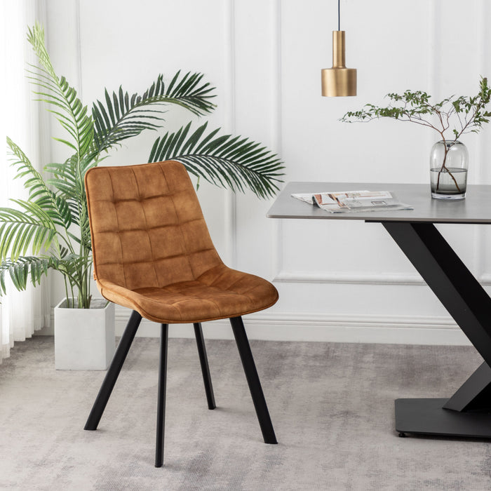 Furnihaus Eetkamerstoel Felix Velvet Geel Set van 4