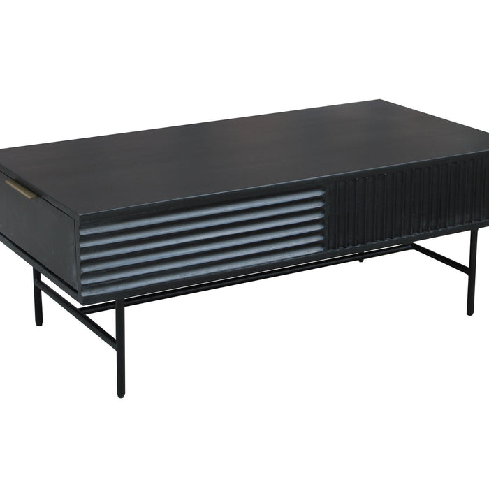 Dimehouse Salontafel met opbergruimte Jonas mangohout 120x60 cm zwart