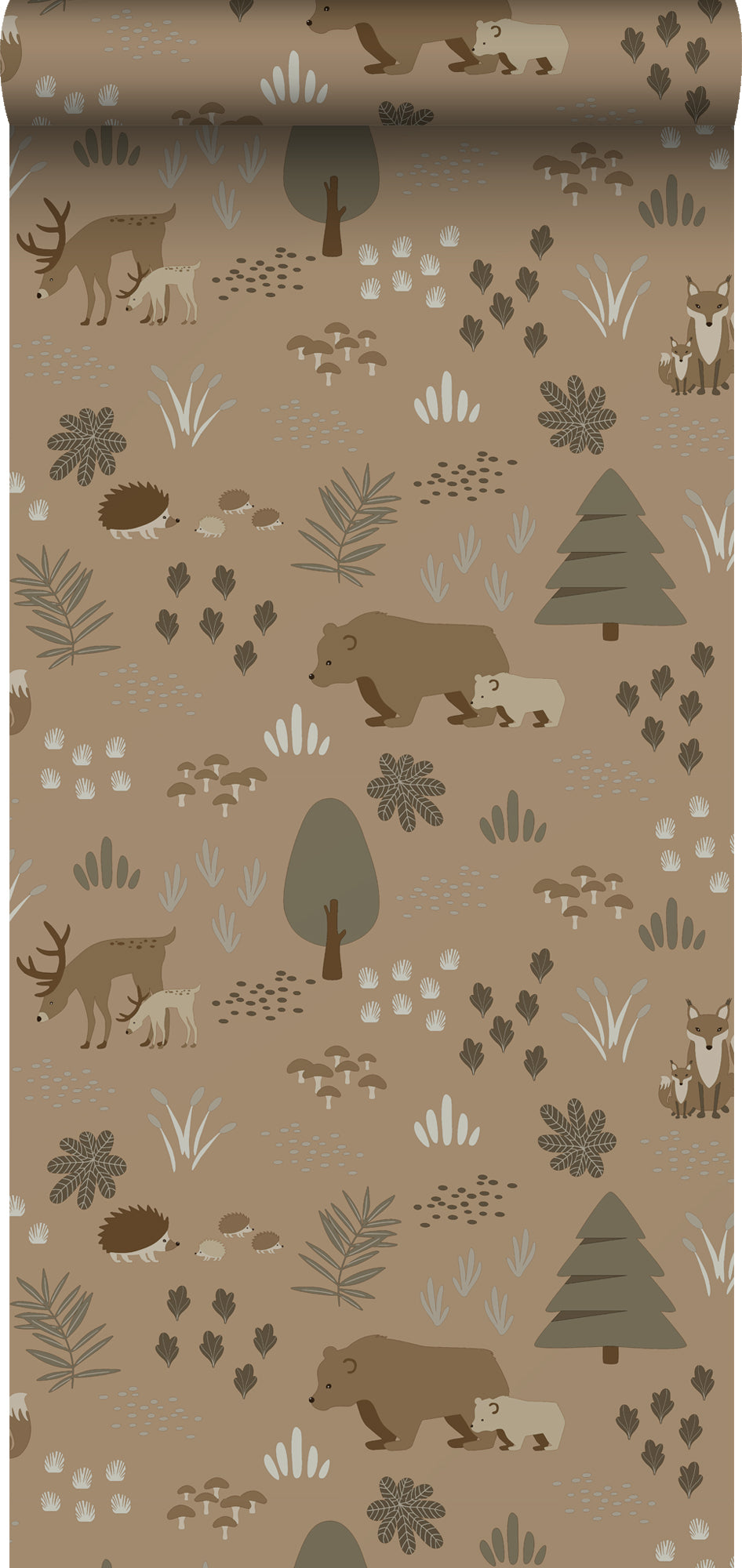 ESTAhome behang bos met bosdieren beige bruin - 0.53 x 10.05 m - 13941