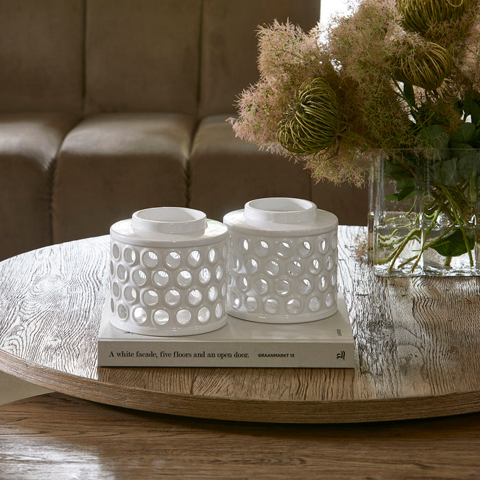 Riviera Maison Windlicht wit, Kaarsenhouder - La Baule S - Porselein