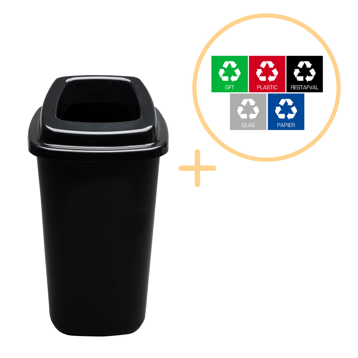 Plafor Prullenbak 28L zwart, gemakkelijk afval recyclen