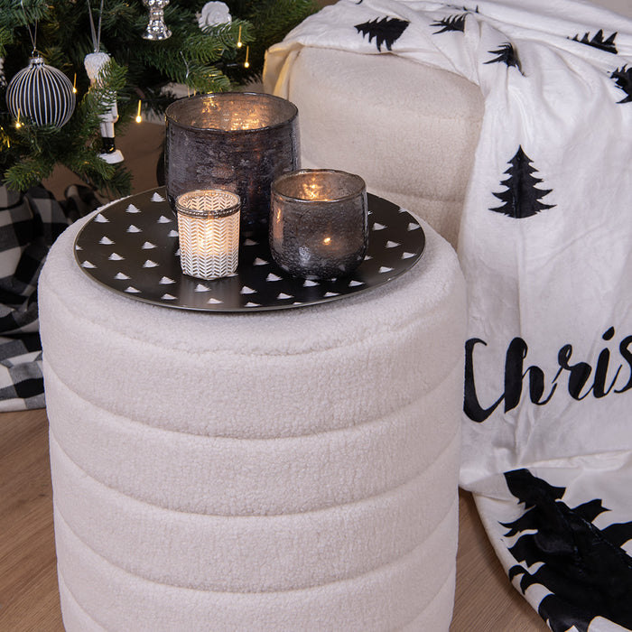 Clayre & Eef Theelichthouder  Ø 13x12 cm Grijs Glas Rond