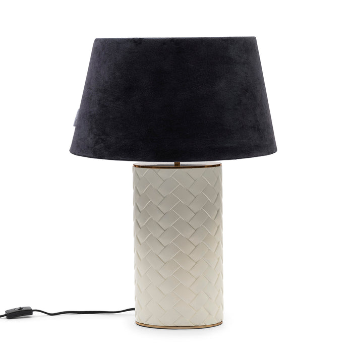 Riviera Maison Lampenkap blauw, Cilinder - Velvet (ØxH) 45x25