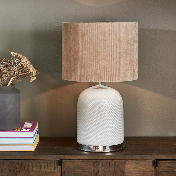 Riviera Maison Lampenkap beige, ribbel stof - Corduroy (ØxH) 40x30