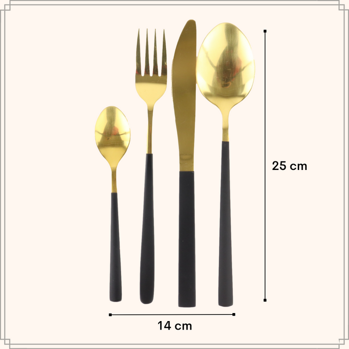 OTIX Bestekset Goud met Zwart 12 persoons 48-delig RVS