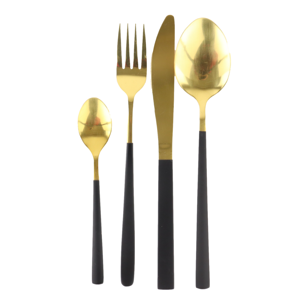 OTIX Bestekset Goud met Zwart 8 persoons 32-delig RVS