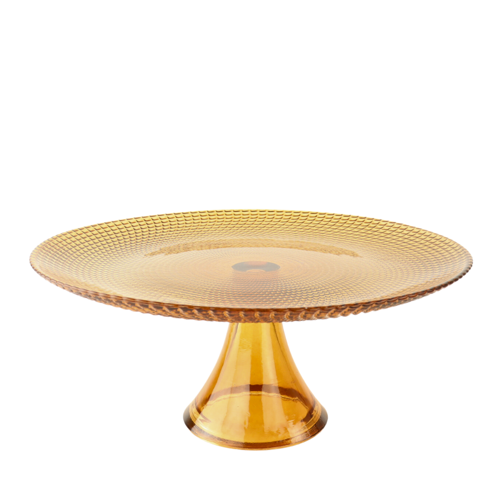 OTIX Taartplateau met Voet Serveerplateau  28cm Amber Kleur Glas