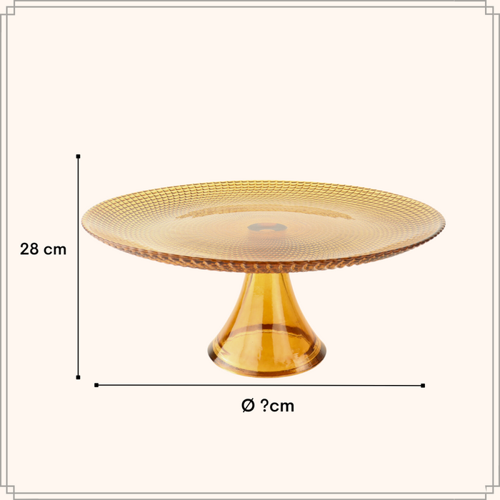 OTIX Taartplateau met Voet Serveerplateau  28cm Amber Kleur Glas