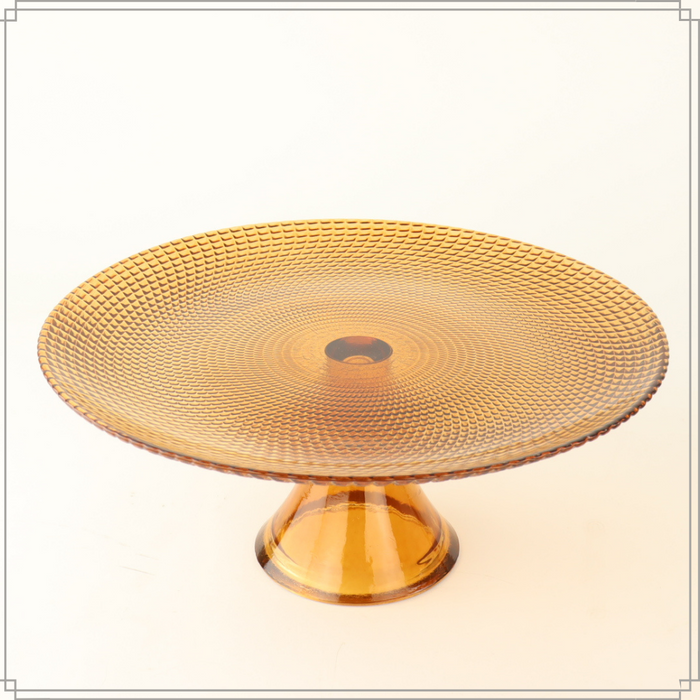 OTIX Taartplateau met Voet Serveerplateau  28cm Amber Kleur Glas