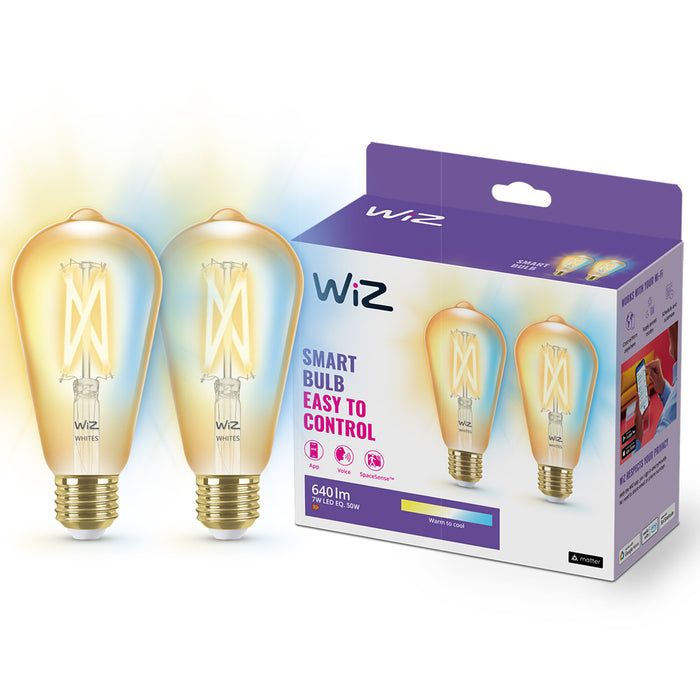 WiZ Edison Filament 2-pack - Slimme LED-Verlichting - Warm- tot Koelw…