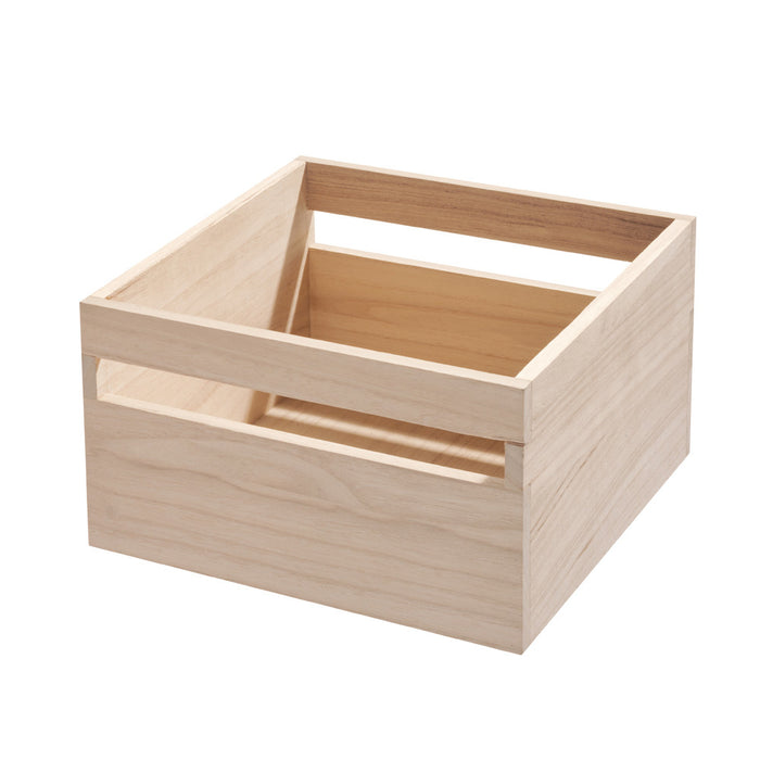 iDesign - Opbergbox met Handvat, 25.4 x 25.4 x 15.5 cm, Paulownia Hout