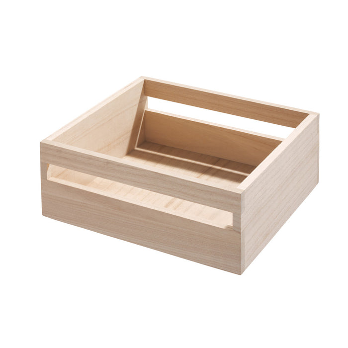 iDesign - Opbergbox met Handvat, 25.4 x 25.4 x 15.5 cm, Paulownia Hout