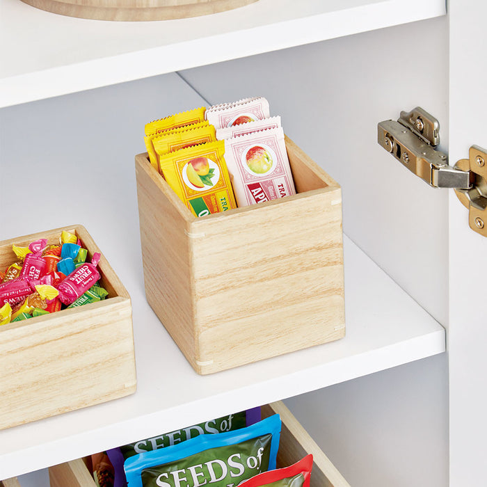 iDesign - Opbergbox, 11.5 x 11.5 x 7.6 cm, Paulownia Hout, Beige - iDe