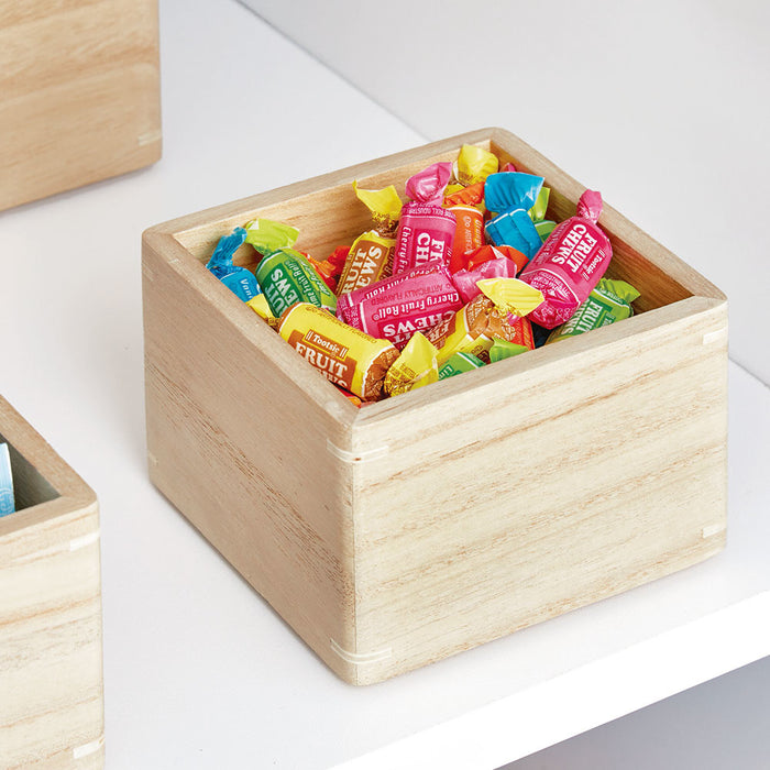 iDesign - Opbergbox, 11.5 x 11.5 x 7.6 cm, Paulownia Hout, Beige - iDe