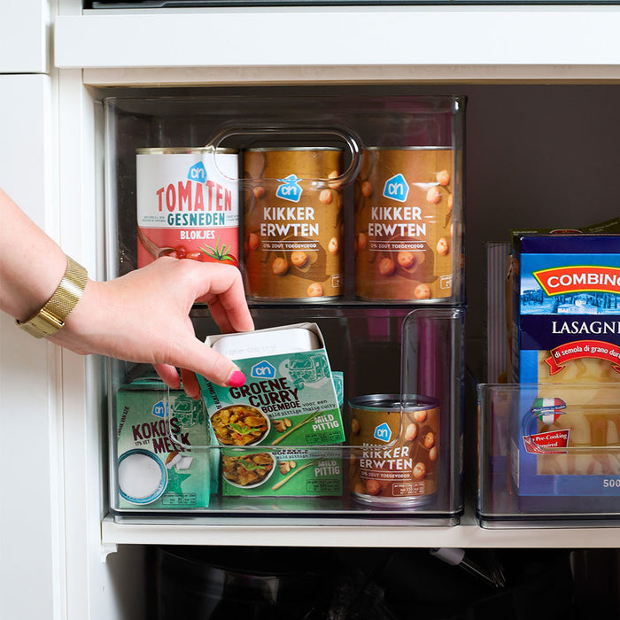 Open Opbergbox met Handvaten, 25 x 25 x 15 cm, Kunststof, Transparant