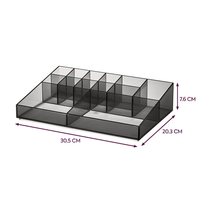 Make-up Organizer met 13 Vakken, 30.5 x 20.3 x 7.6 cm, Smoke - iDesign