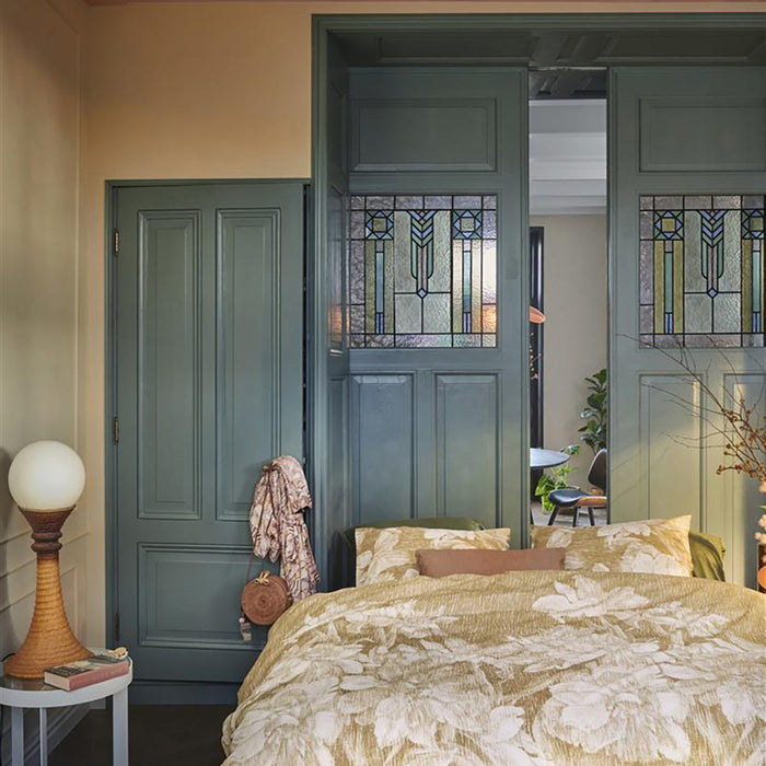 At Home by Beddinghouse Pencil Rain Dekbedovertrek 200 x 200/220 cm - Oker