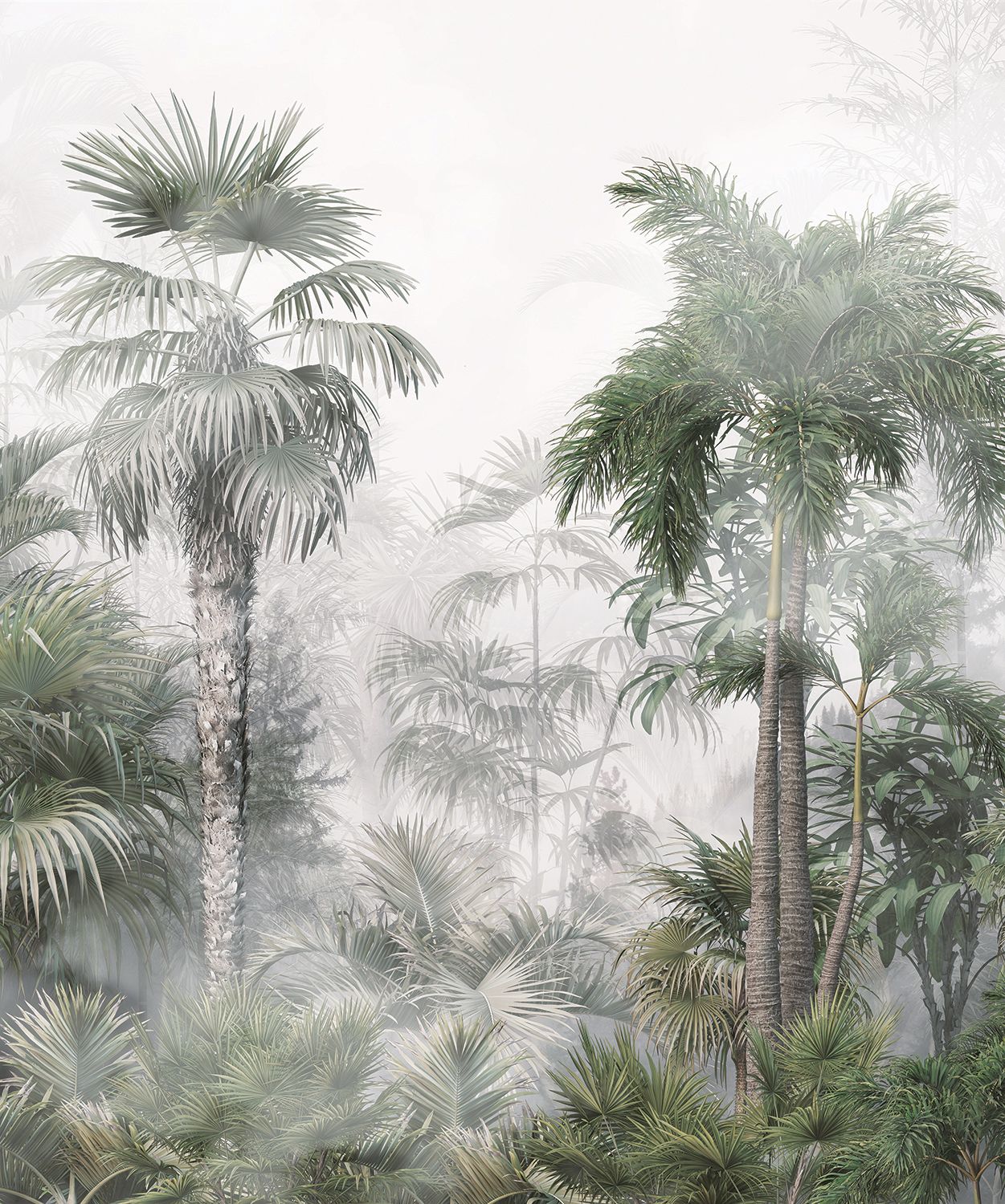 Sanders & Sanders fotobehang tropisch landschap met palmbomen donkergr