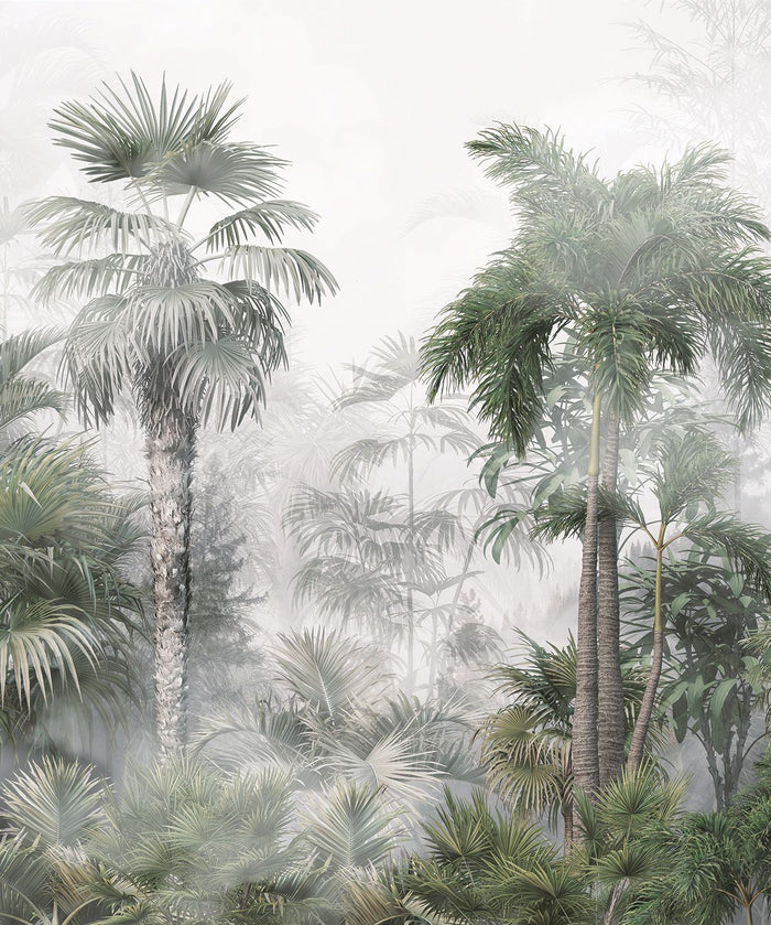 Sanders & Sanders fotobehang tropisch landschap met palmbomen donkergr