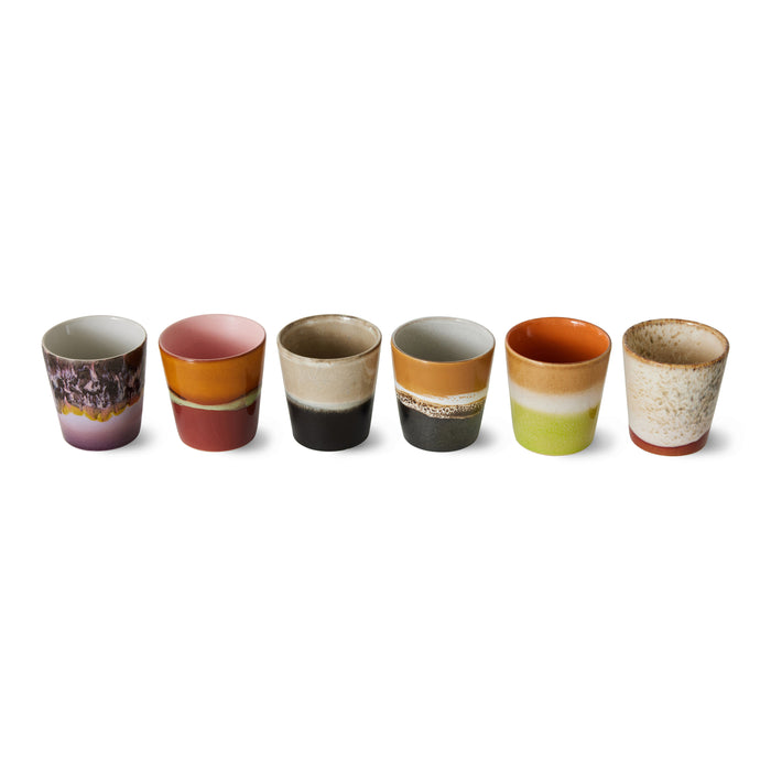 HKliving 70's Ceramics Mokken 0,23 L - Set van 6 - Soil