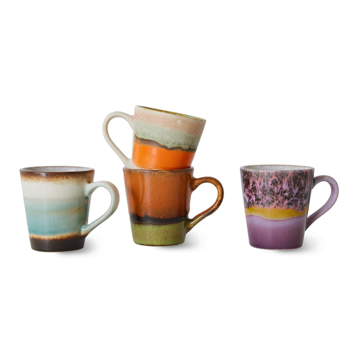 HKliving 70's Ceramics Espressokopje 0,1 L - Set van 4 - Retro