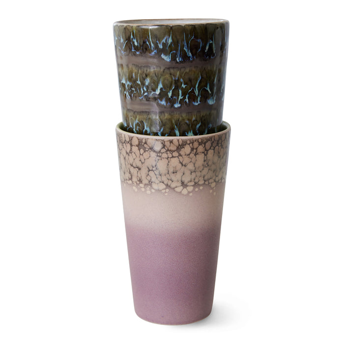 HKliving 70's Ceramics Latte Mok 0,3 L - Set van 2 - Forest