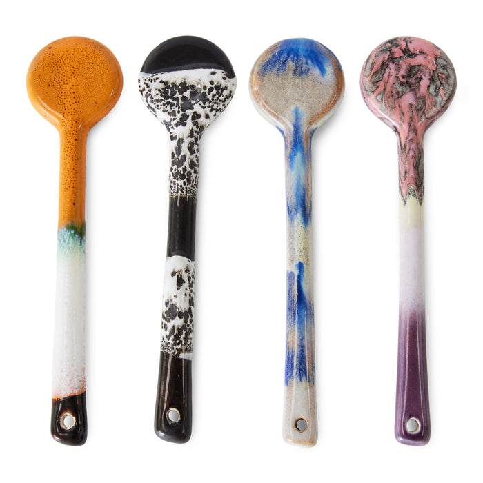 HKliving 70's Ceramics Lepels Set van 4 - L 12,5 cm - Force
