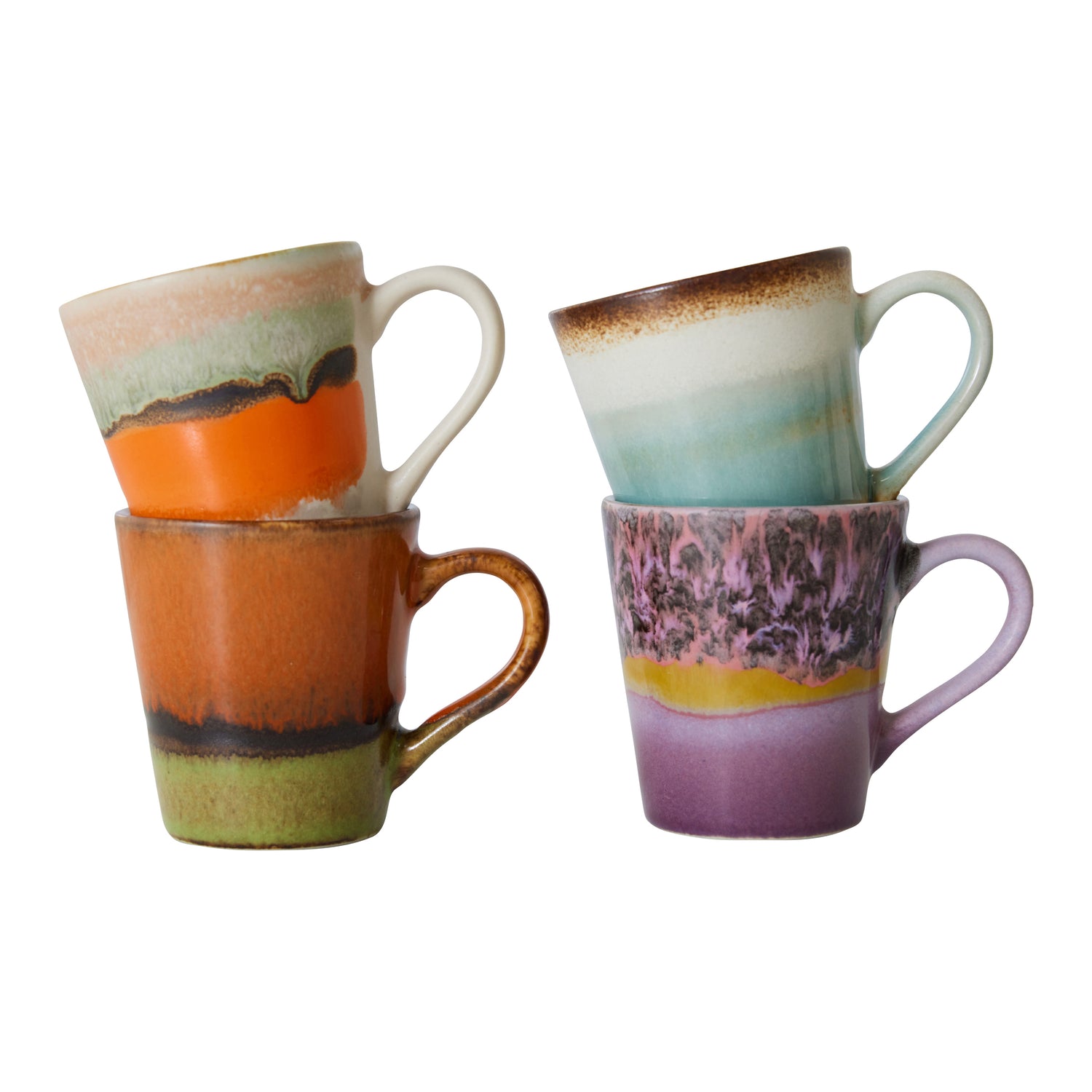 HKliving 70's Ceramics Espressokopje 0,1 L - Set van 4 - Retro