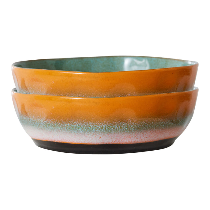 HKliving 70's Diep Bord Ø 19,5 cm - Set van 2 -  Golden Hour