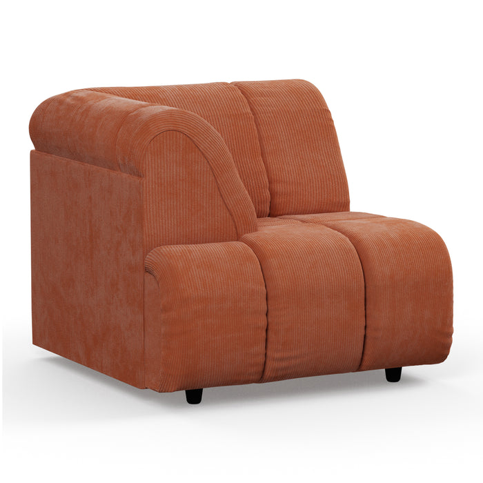 HKliving Wave Bank Element - Hoekstuk Links - Dusty Orange