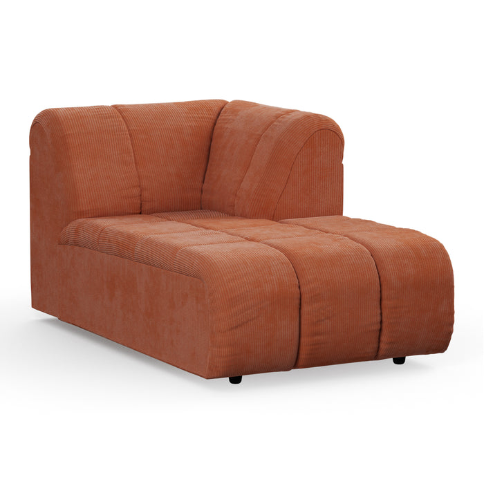 HKliving Wave Bank Element - Divan Rechts - Dusty Orange