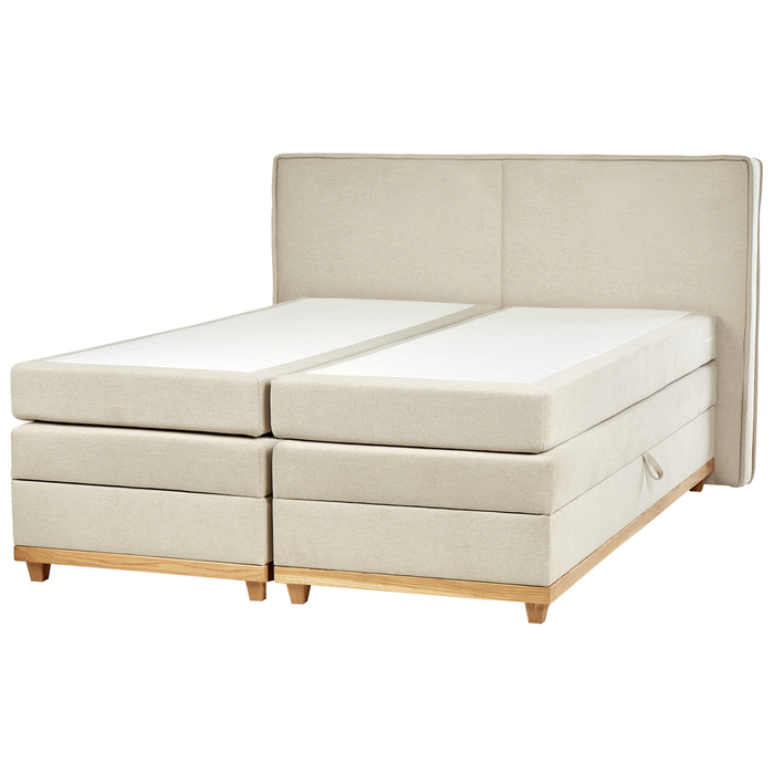 Beliani-DYNASTY-Boxspringbed-Lichtbeige-180 x 200 cm-Polyester