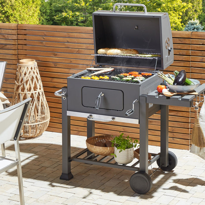 Beliani - PAVLOF - Houtskoolgrill - Grijs - Staal