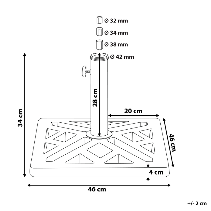 Beliani - CHIETI - Parasolvoet - Zwart - Beton