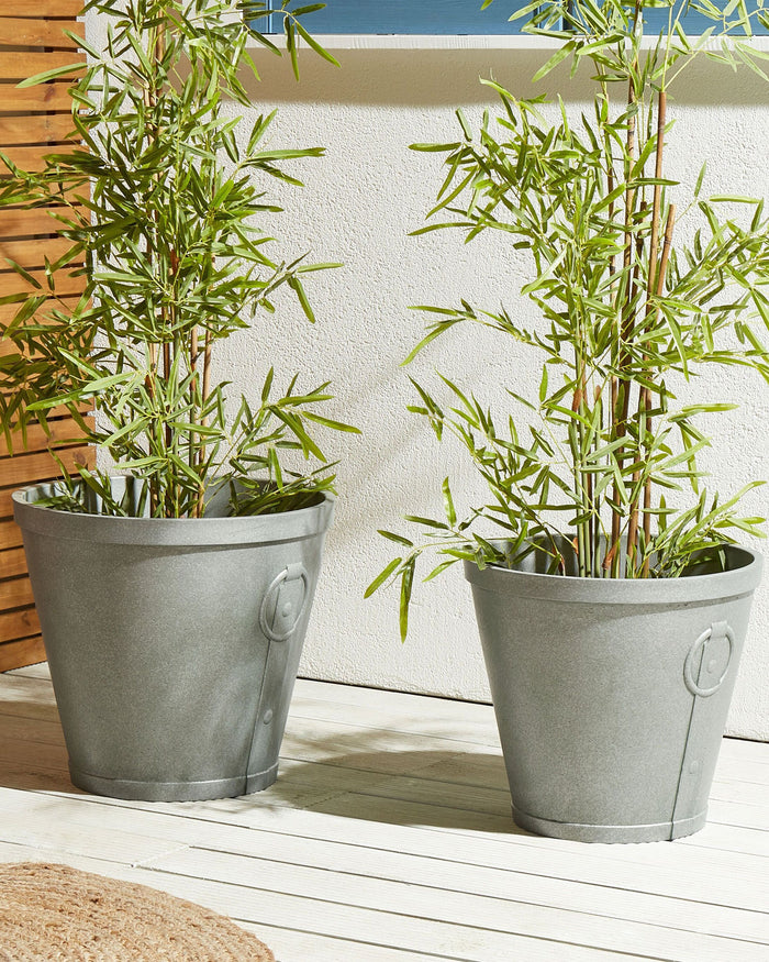 Beliani - VARI - Plantenbak - Grijs - 45 cm - Klei-vezelmengsel