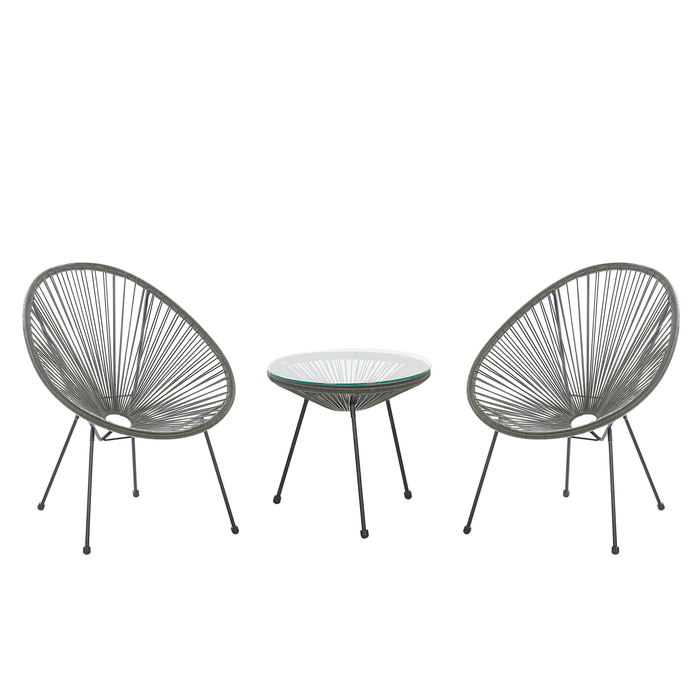 Beliani - ACAPULCO II - Bistroset voor 2 - Grijs - PE rotan