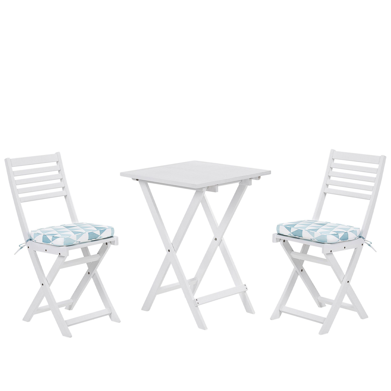 Beliani - FIJI - Bistroset voor 2 - Wit |Blauw - Acaciahout