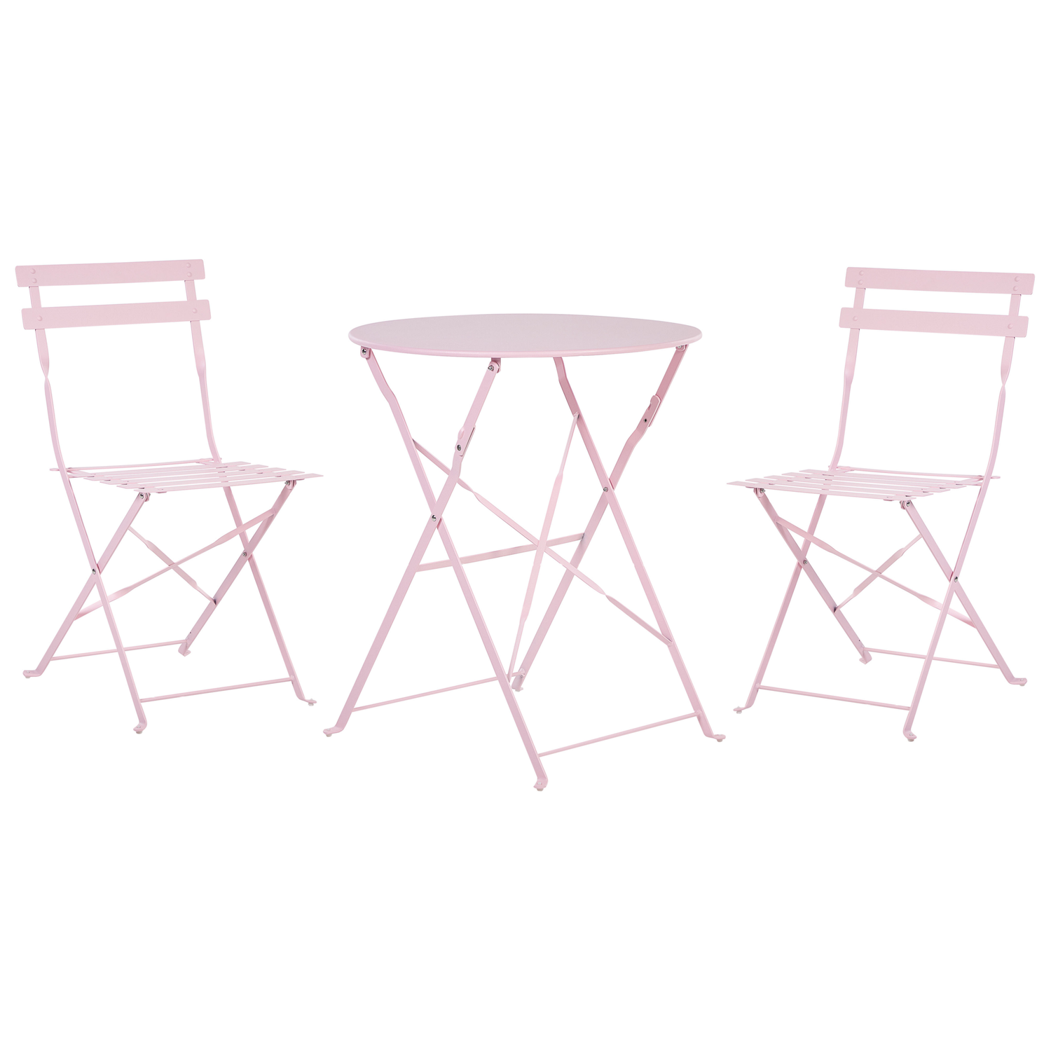 Beliani - FIORI - Bistroset voor 2 - Pastelroze - Staal