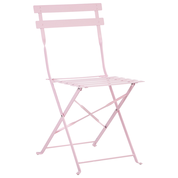 Beliani - FIORI - Bistroset voor 2 - Pastelroze - Staal