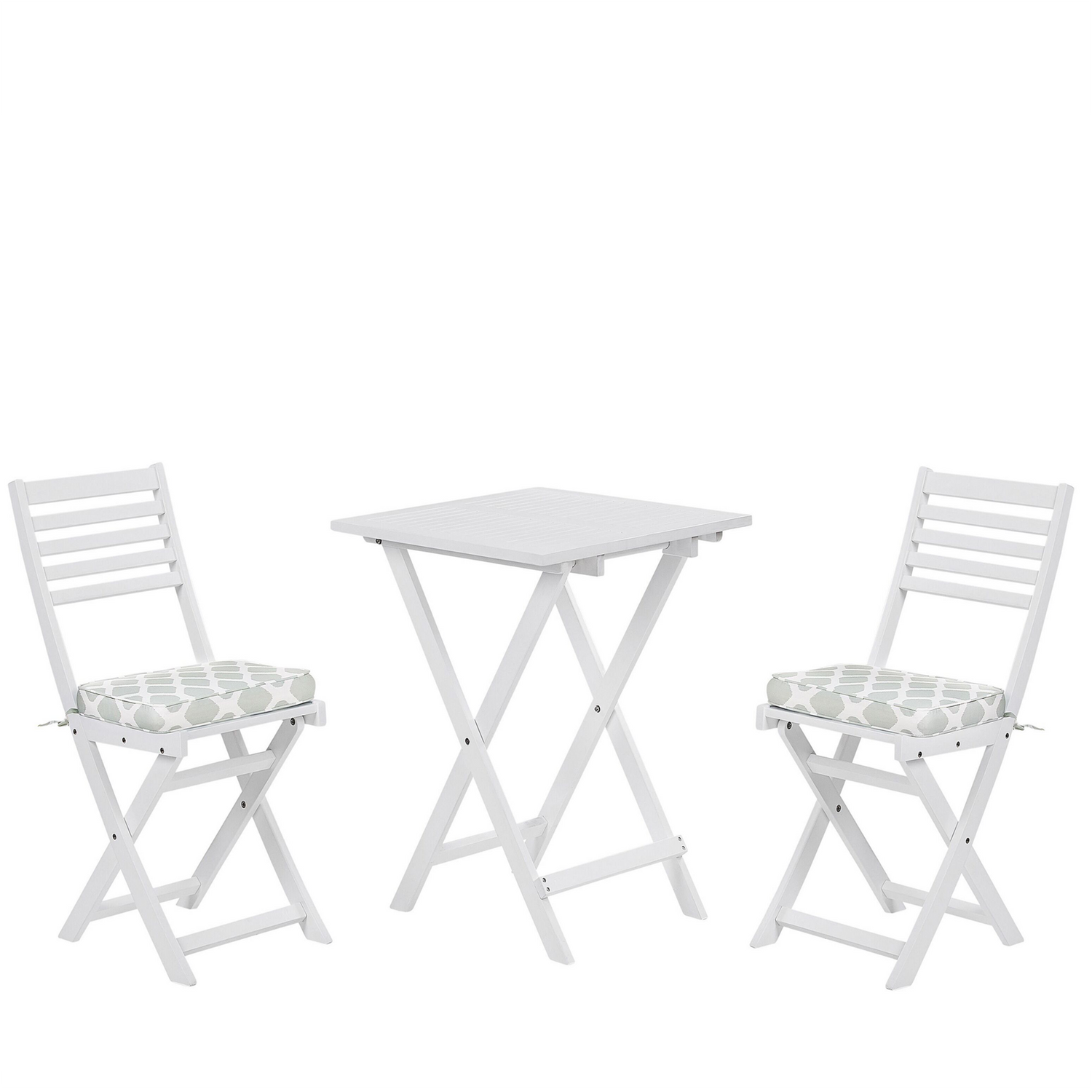 Beliani - FIJI - Bistroset voor 2 - Wit |Mintgroen - Acaciahout