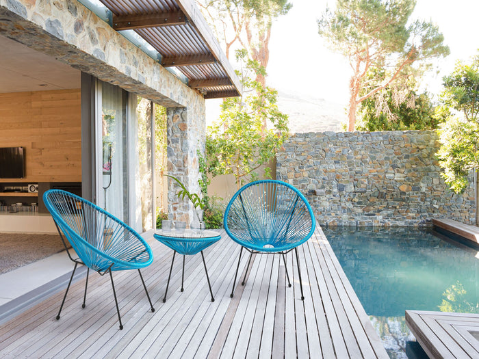 Beliani - ACAPULCO - Bistroset voor 2 - Blauw - PE rotan