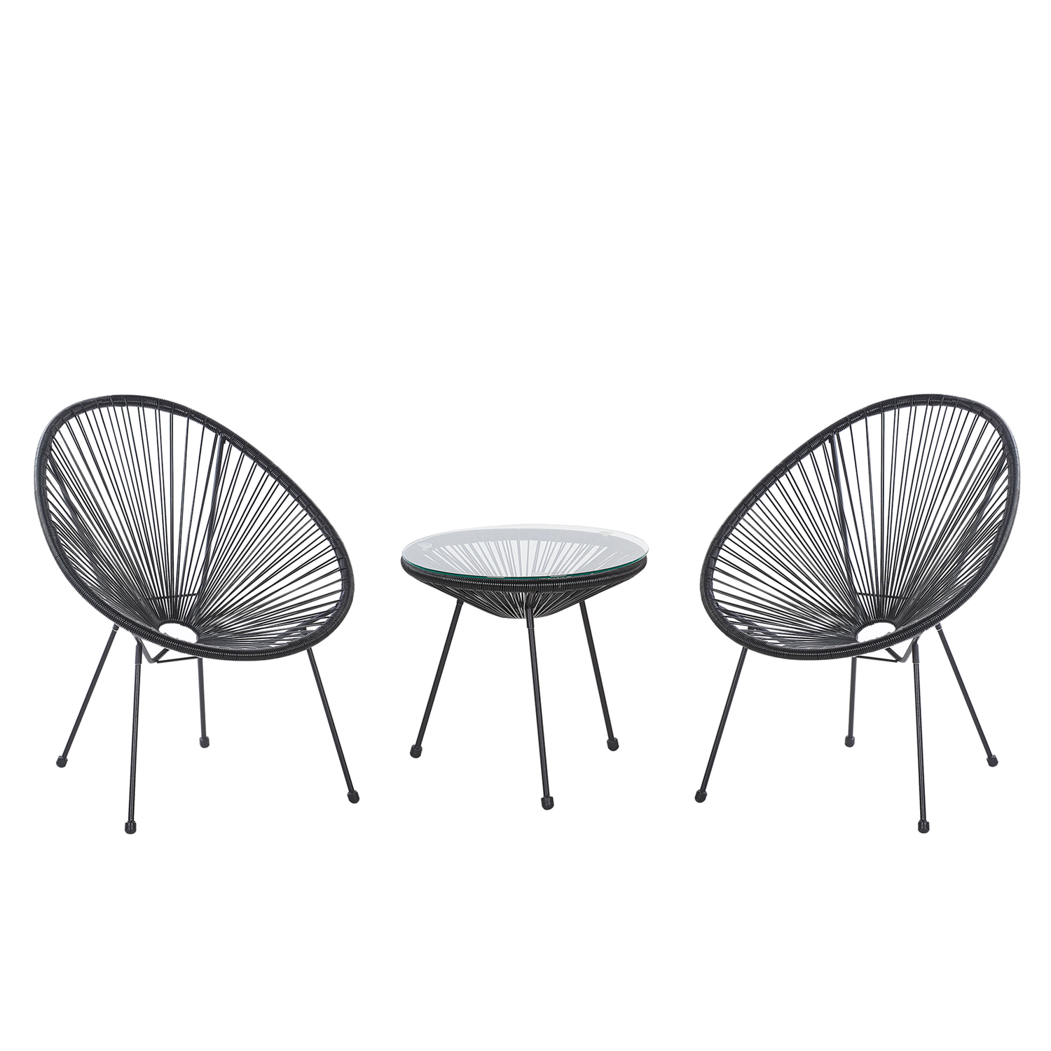 Beliani - ACAPULCO II - Bistroset voor 2 - Zwart - PE rotan