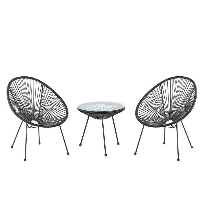 Beliani - ACAPULCO II - Bistroset voor 2 - Zwart - PE rotan