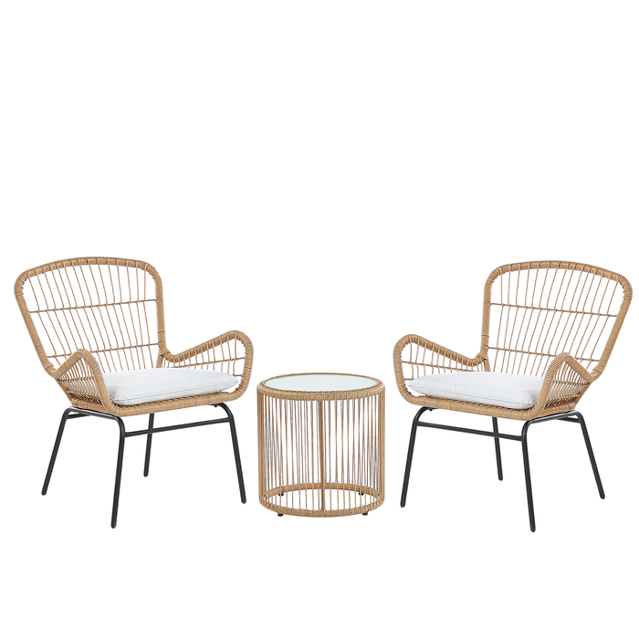 Beliani - LABICO - Bistroset voor 2 - Natuurlijk - PE rotan