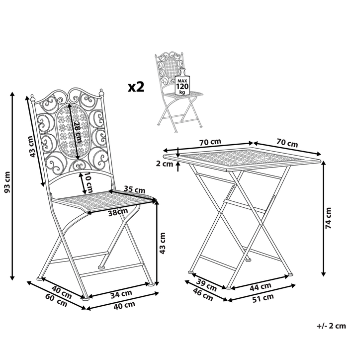 Beliani - BORMIO - Bistroset voor 2 - Zwart - IJzer