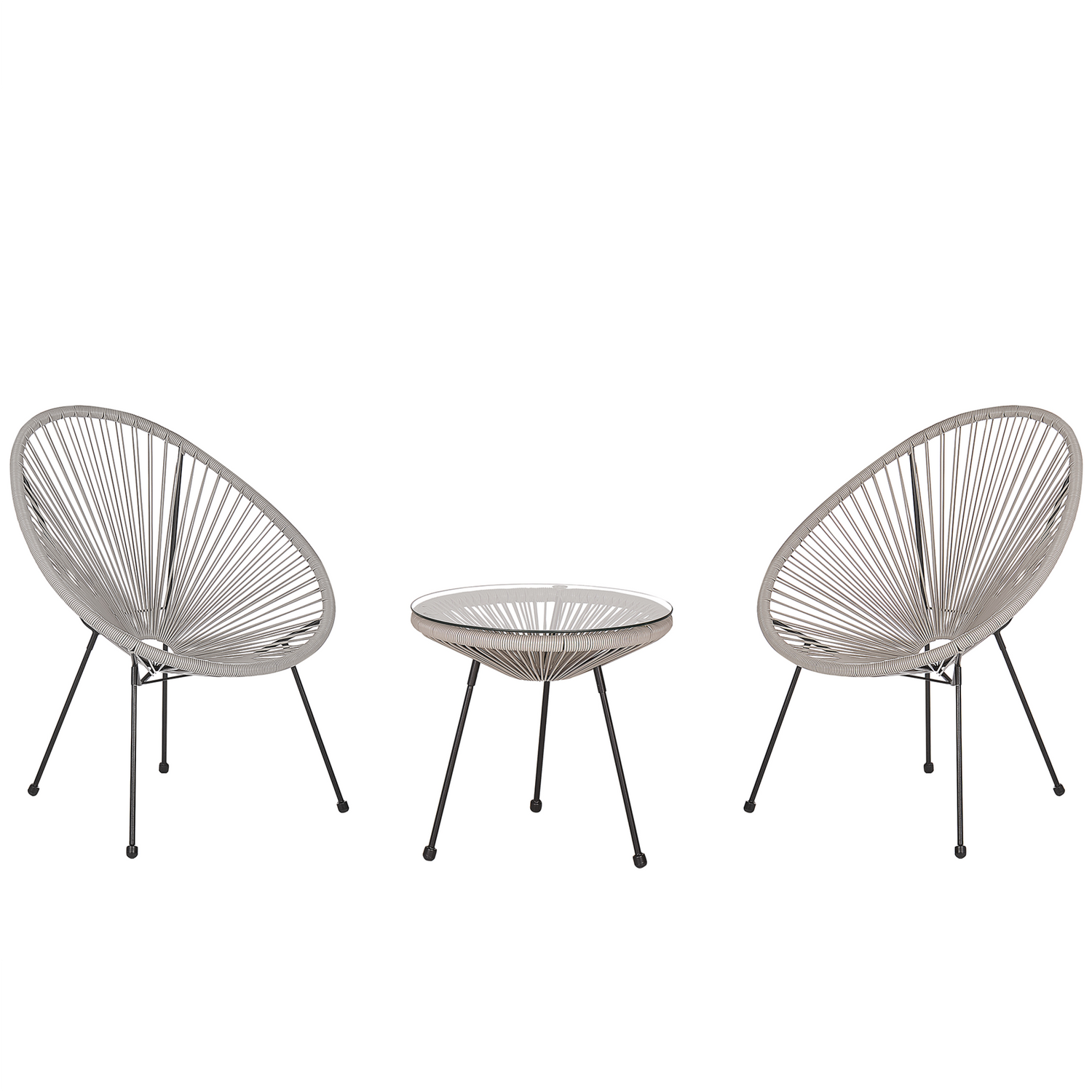 Beliani - ACAPULCO II - Bistroset voor 2 - Licht Grijs - PE rotan