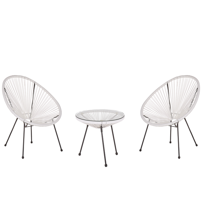 Beliani - ACAPULCO II - Bistroset voor 2 - Wit - PE rotan